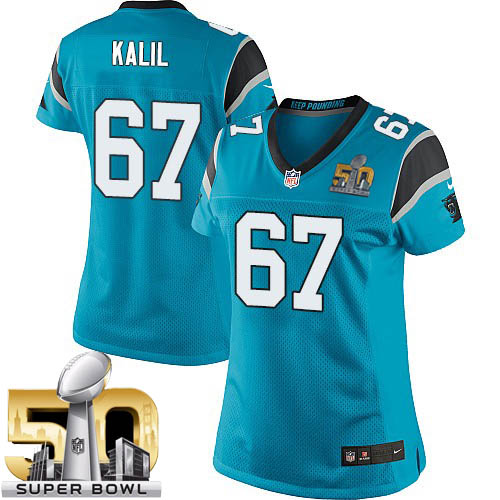 Women's Elite Ryan Kalil Super Bowl L Nike Jersey Blue Alternate - #67 NFL Carolina Panthers